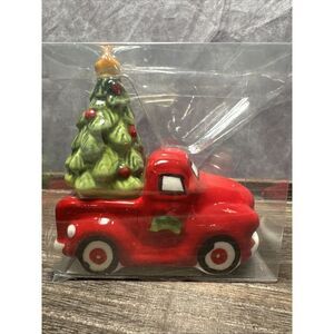 Red Truck w/ Christmas Tree Salt & Pepper Shakers Set by Robert Stanley 2014 NIP